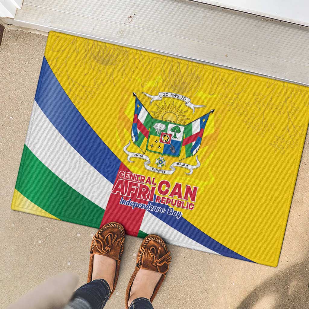 Central African Republic Independence Day Rubber Doormat Coat Of Arms Proteas