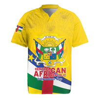 Personalised Central African Republic Independence Day Rugby Jersey Coat Of Arms Proteas