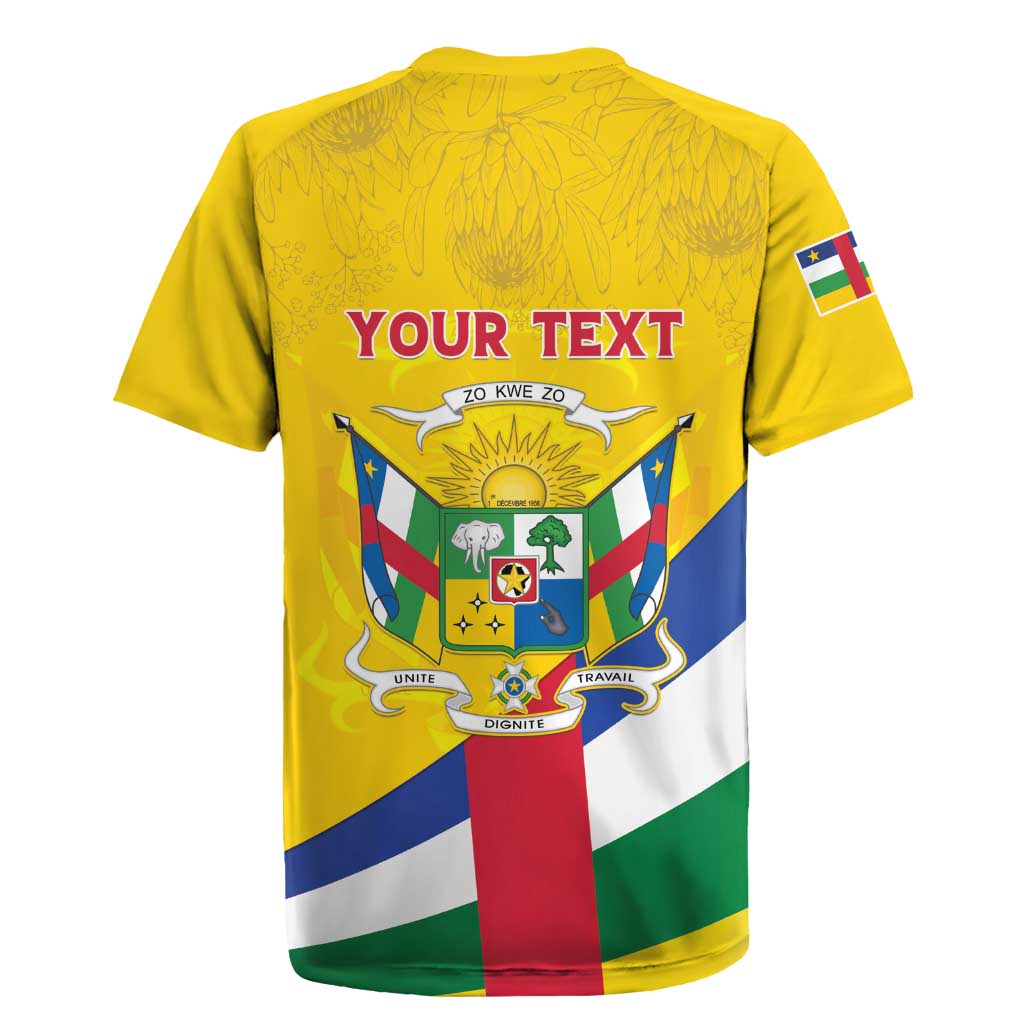 Personalised Central African Republic Independence Day Rugby Jersey Coat Of Arms Proteas