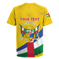 Personalised Central African Republic Independence Day Rugby Jersey Coat Of Arms Proteas