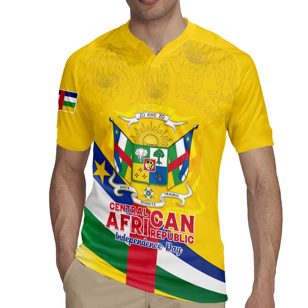Personalised Central African Republic Independence Day Rugby Jersey Coat Of Arms Proteas