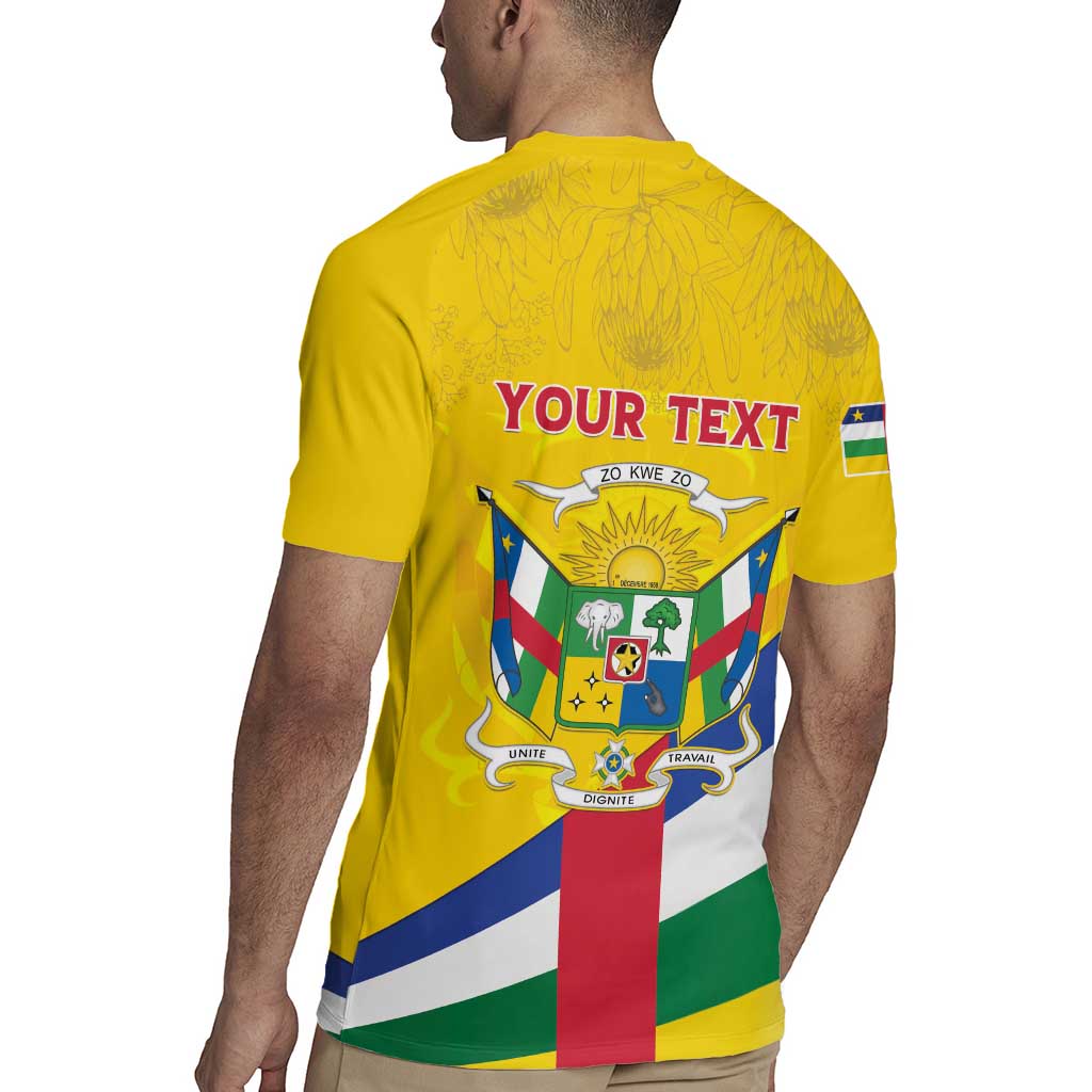 Personalised Central African Republic Independence Day Rugby Jersey Coat Of Arms Proteas