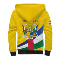 Personalised Central African Republic Independence Day Sherpa Hoodie Coat Of Arms Proteas