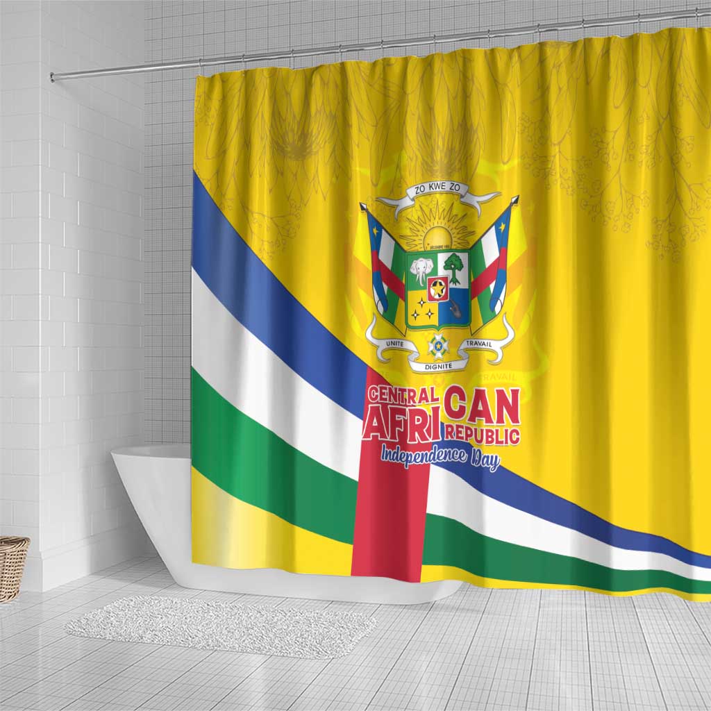 Central African Republic Independence Day Shower Curtain Coat Of Arms Proteas