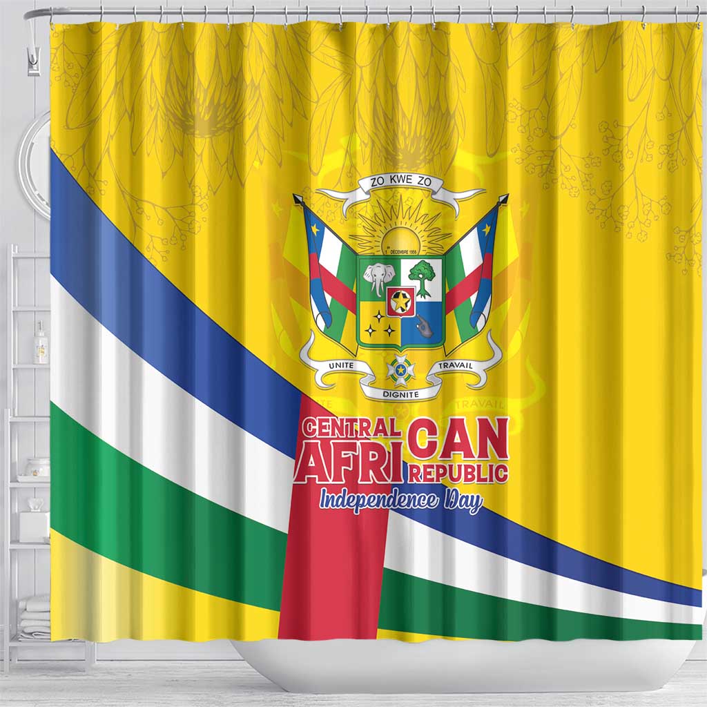Central African Republic Independence Day Shower Curtain Coat Of Arms Proteas