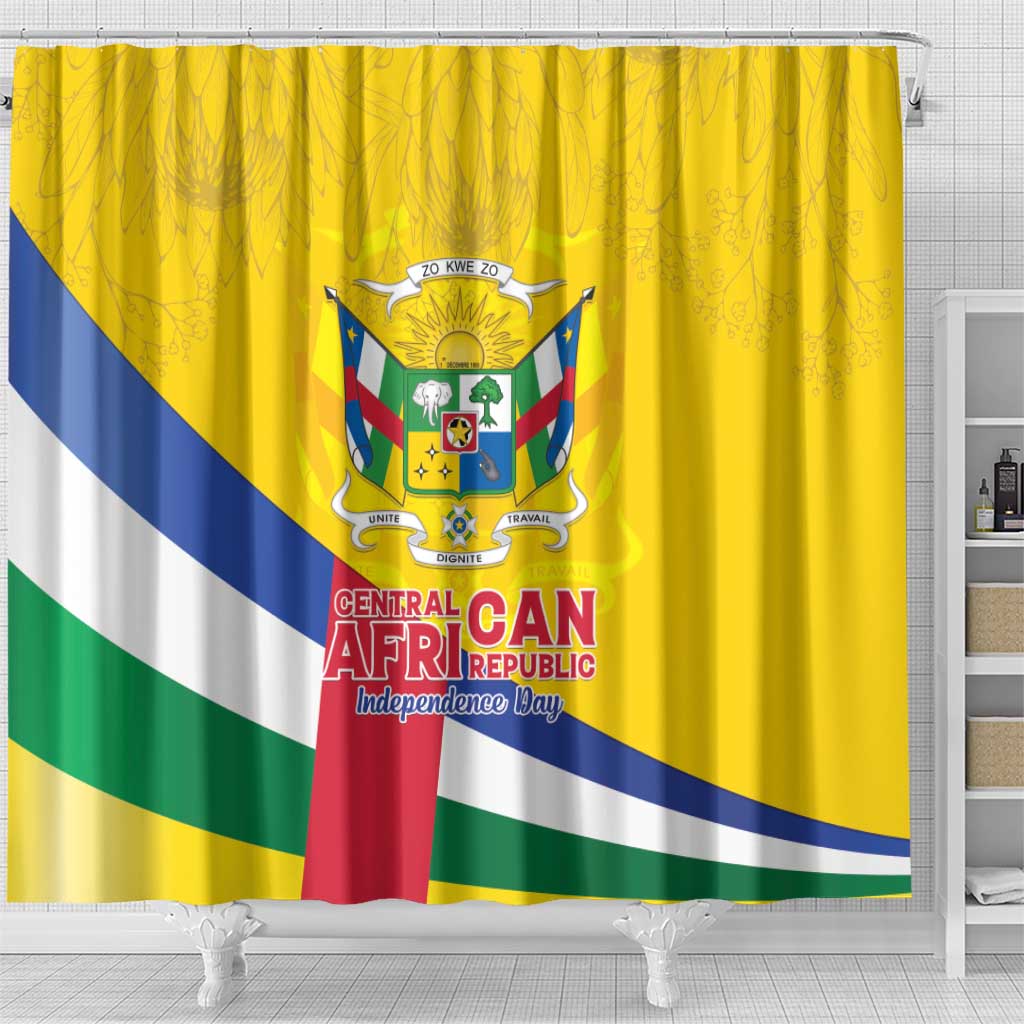 Central African Republic Independence Day Shower Curtain Coat Of Arms Proteas