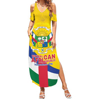 Personalised Central African Republic Independence Day Summer Maxi Dress Coat Of Arms Proteas
