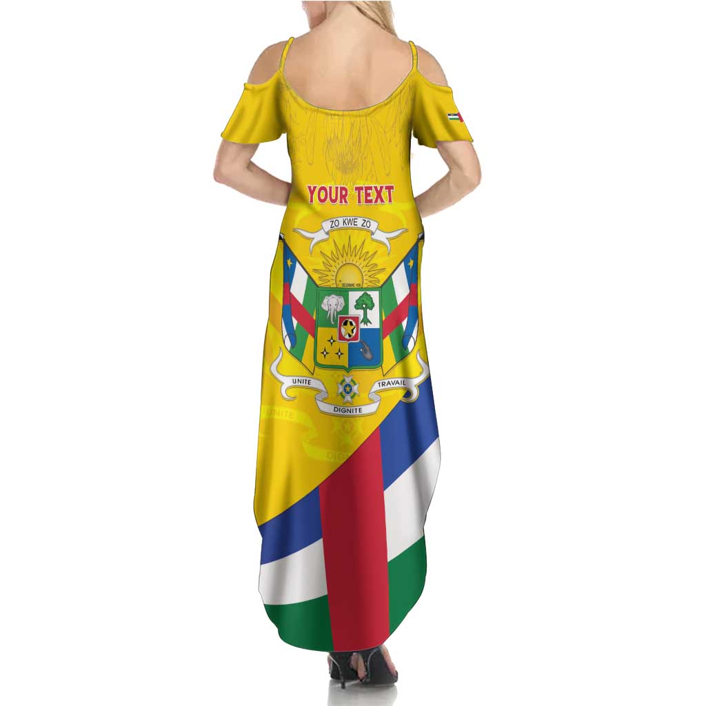 Personalised Central African Republic Independence Day Summer Maxi Dress Coat Of Arms Proteas