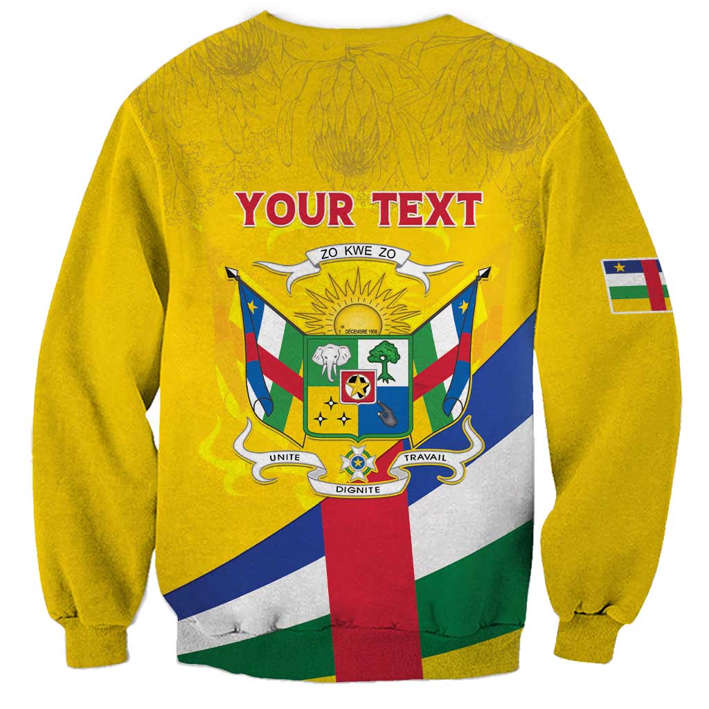 Personalised Central African Republic Independence Day Sweatshirt Coat Of Arms Proteas