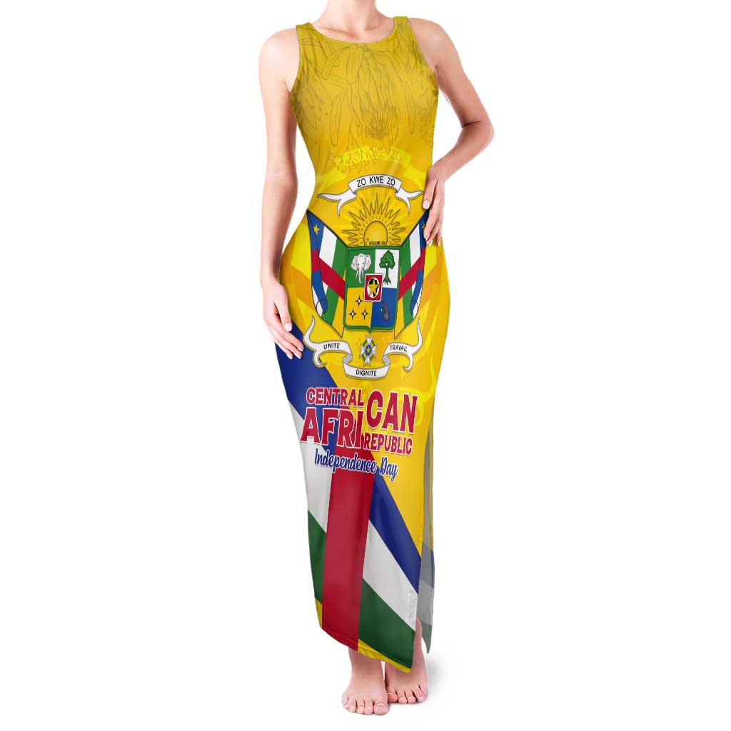 Personalised Central African Republic Independence Day Tank Maxi Dress Coat Of Arms Proteas