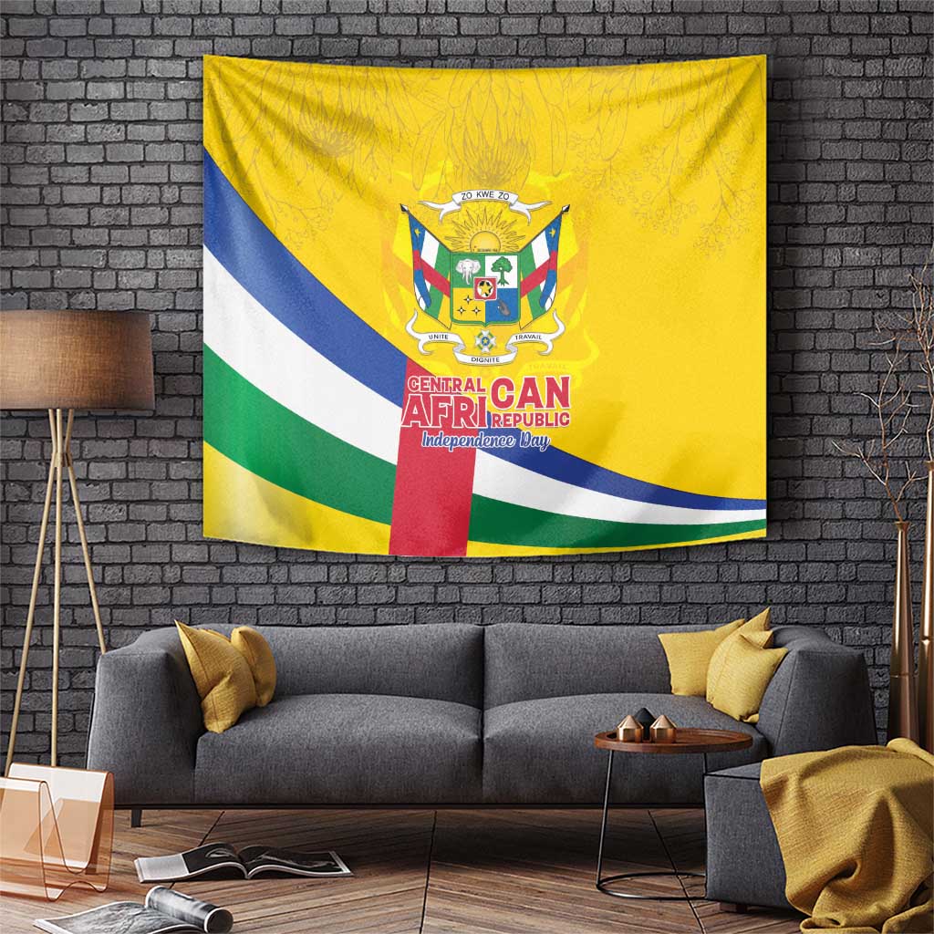 Central African Republic Independence Day Tapestry Coat Of Arms Proteas