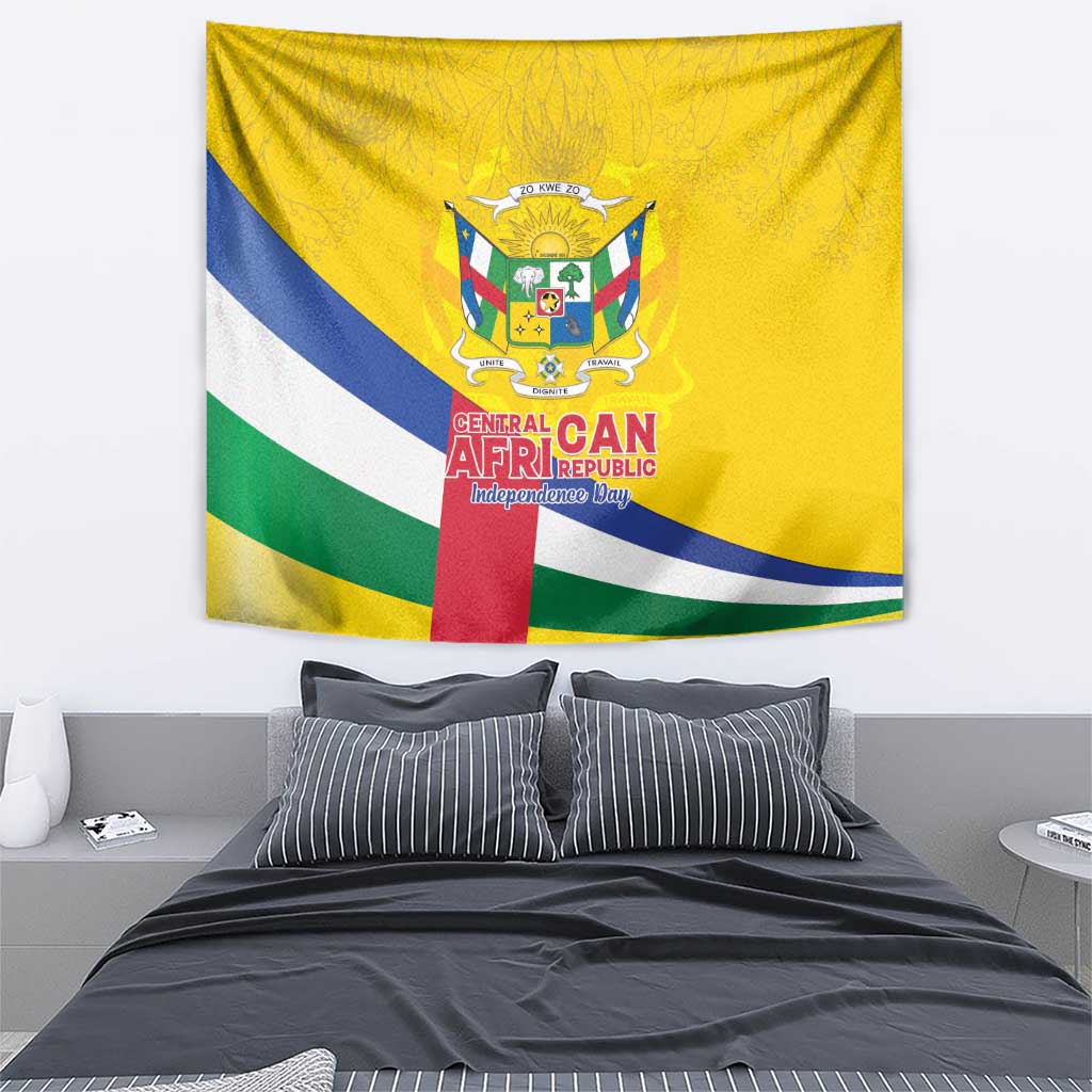 Central African Republic Independence Day Tapestry Coat Of Arms Proteas