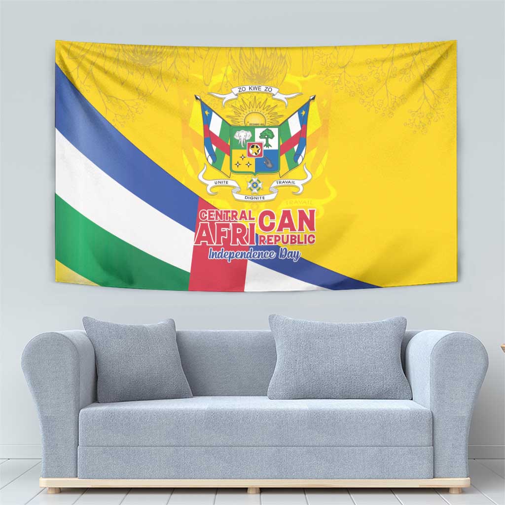 Central African Republic Independence Day Tapestry Coat Of Arms Proteas