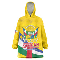 Personalised Central African Republic Independence Day Wearable Blanket Hoodie Coat Of Arms Proteas