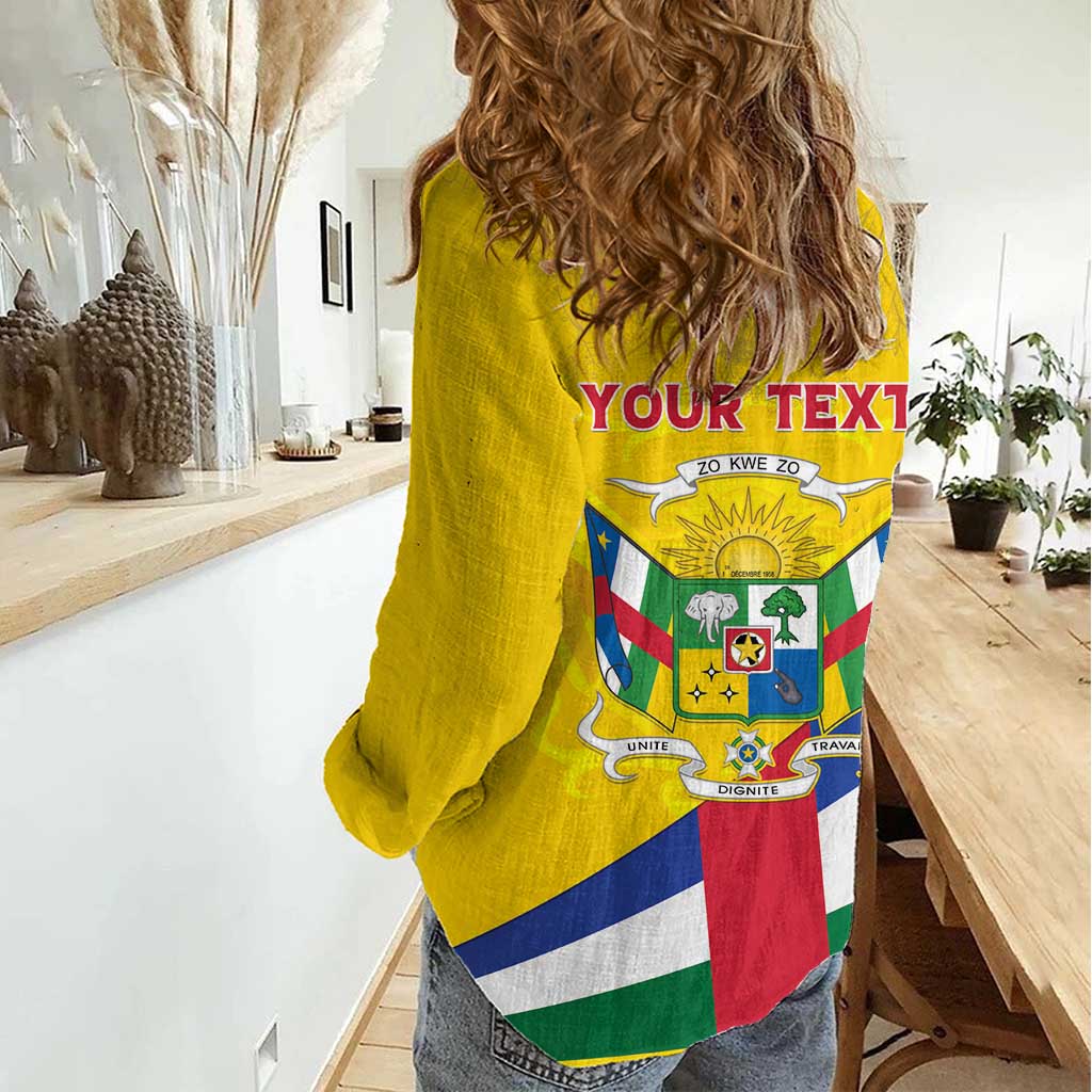 Personalised Central African Republic Independence Day Women Casual Shirt Coat Of Arms Proteas
