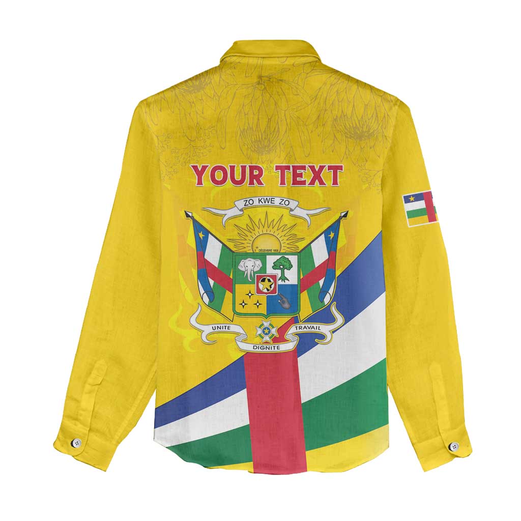 Personalised Central African Republic Independence Day Women Casual Shirt Coat Of Arms Proteas