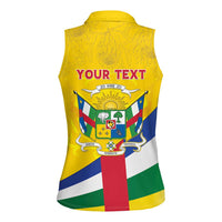 Personalised Central African Republic Independence Day Women Sleeveless Polo Shirt Coat Of Arms Proteas