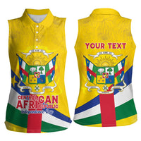 Personalised Central African Republic Independence Day Women Sleeveless Polo Shirt Coat Of Arms Proteas