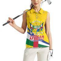 Personalised Central African Republic Independence Day Women Sleeveless Polo Shirt Coat Of Arms Proteas