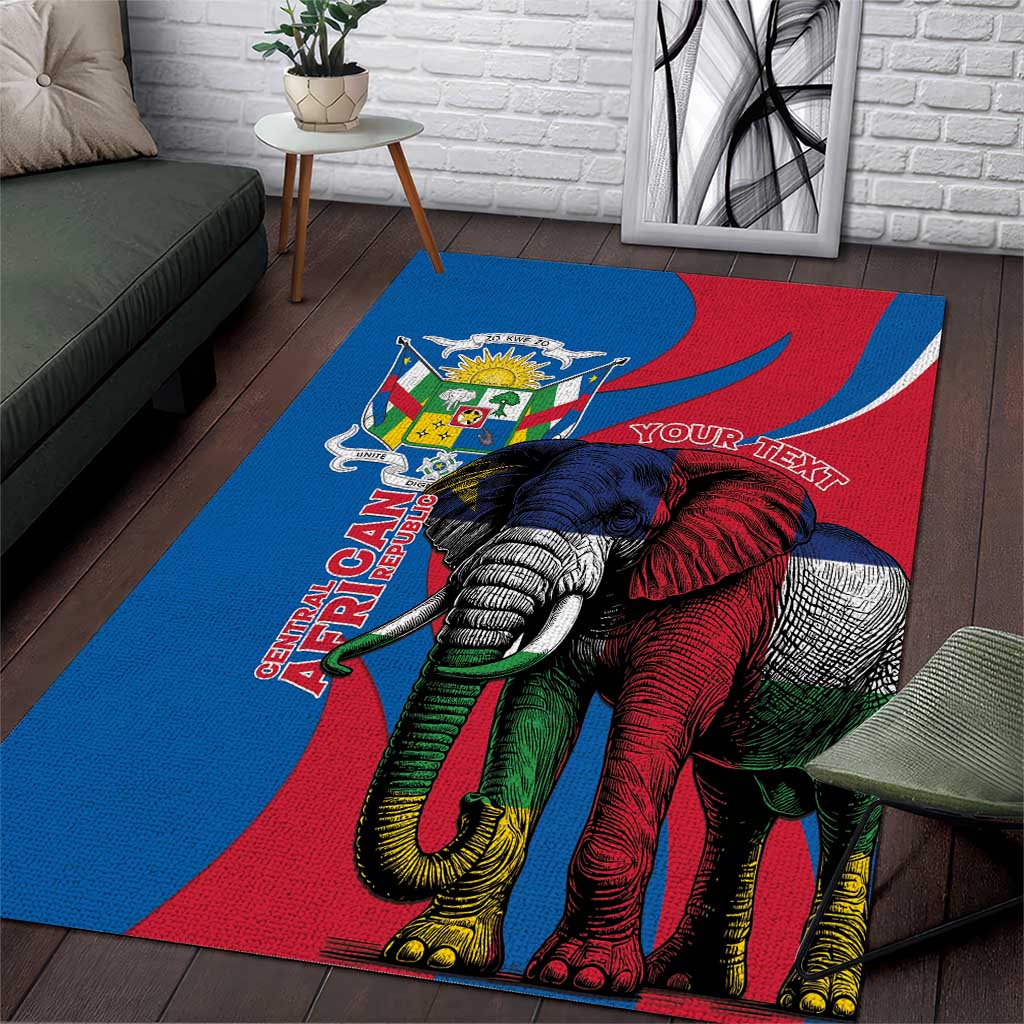 Personalised Central African Republic Area Rug Elephant Coat Of Arms