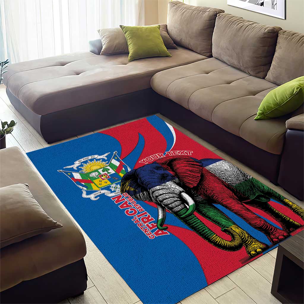 Personalised Central African Republic Area Rug Elephant Coat Of Arms