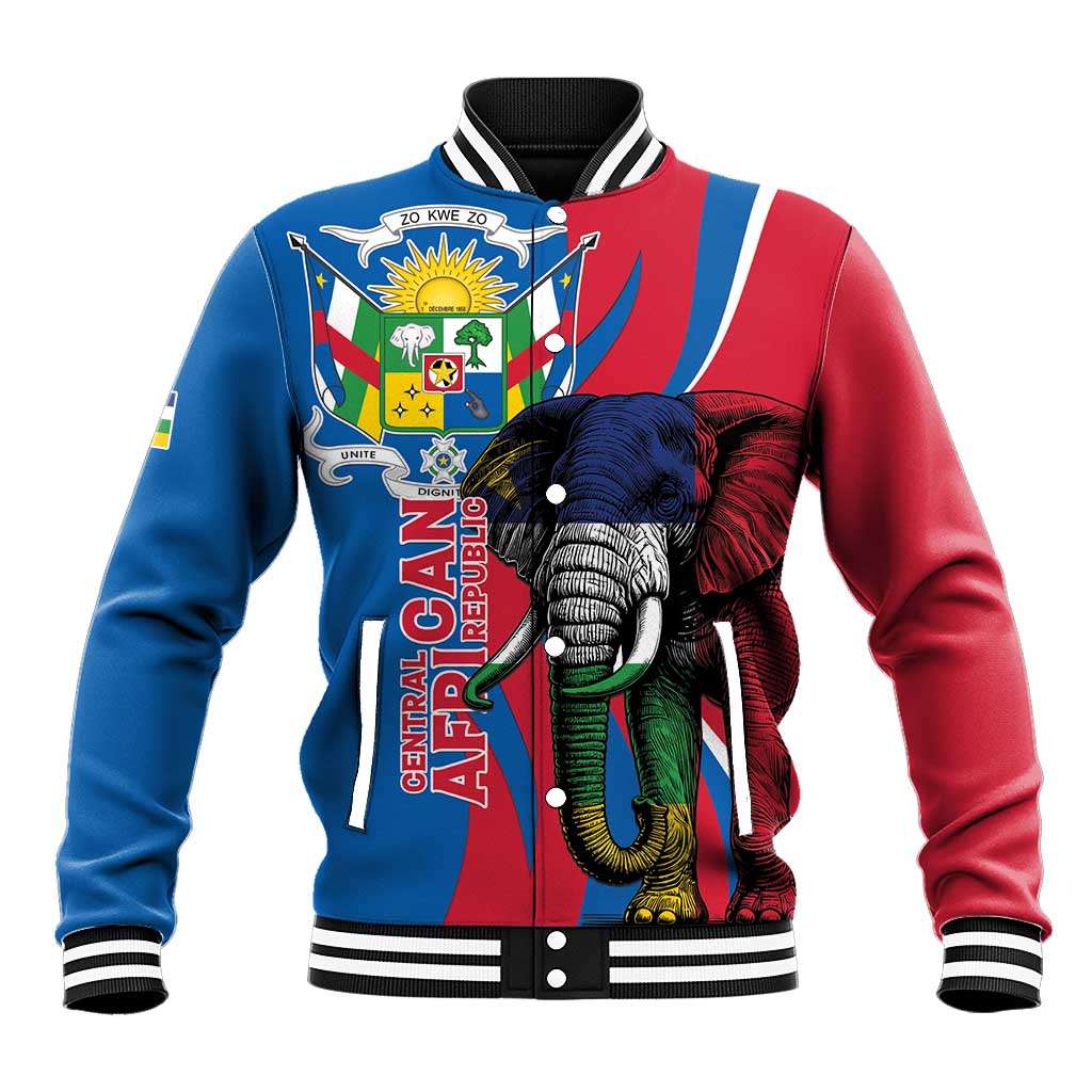 Personalised Central African Republic Baseball Jacket Elephant Coat Of Arms