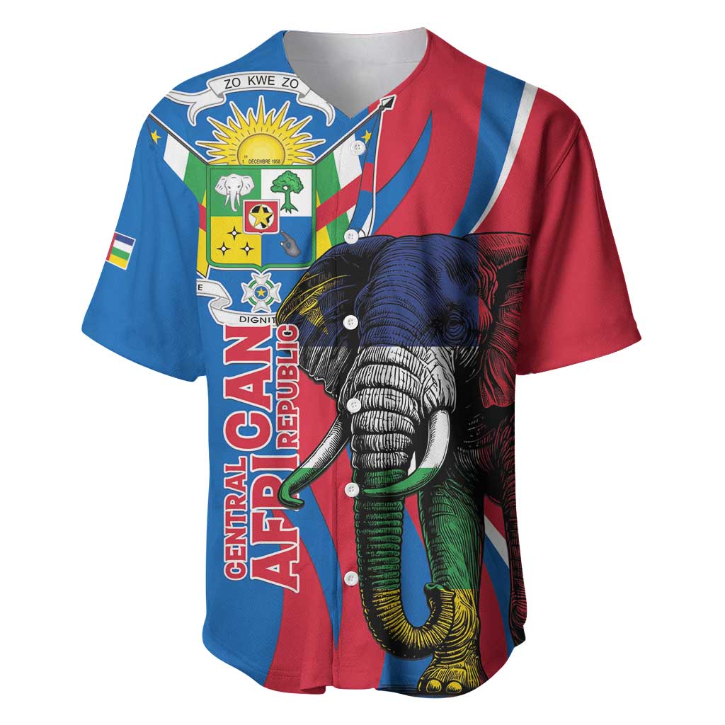 Personalised Central African Republic Baseball Jersey Elephant Coat Of Arms