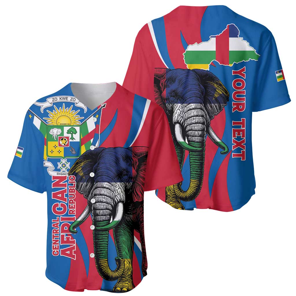 Personalised Central African Republic Baseball Jersey Elephant Coat Of Arms