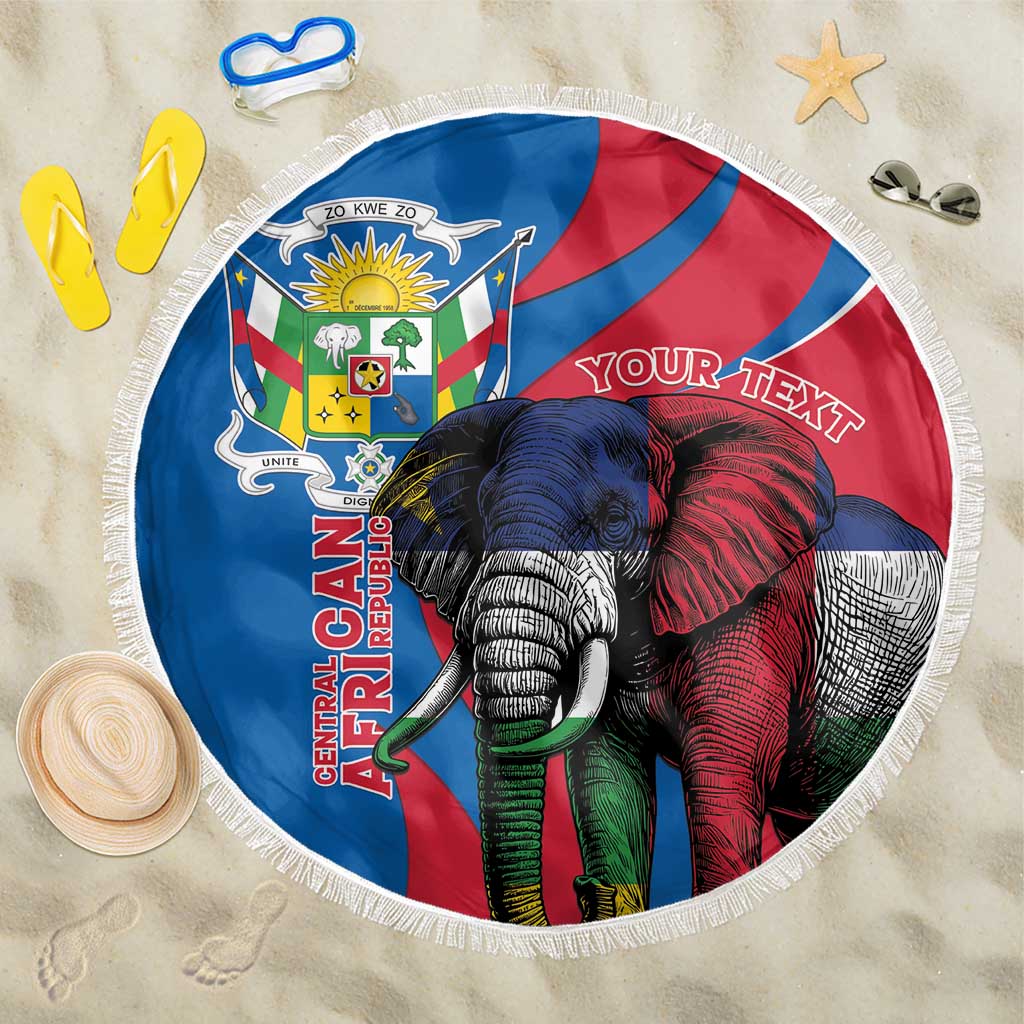 Personalised Central African Republic Beach Blanket Elephant Coat Of Arms