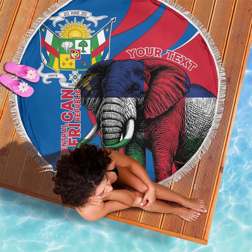 Personalised Central African Republic Beach Blanket Elephant Coat Of Arms