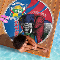 Personalised Central African Republic Beach Blanket Elephant Coat Of Arms