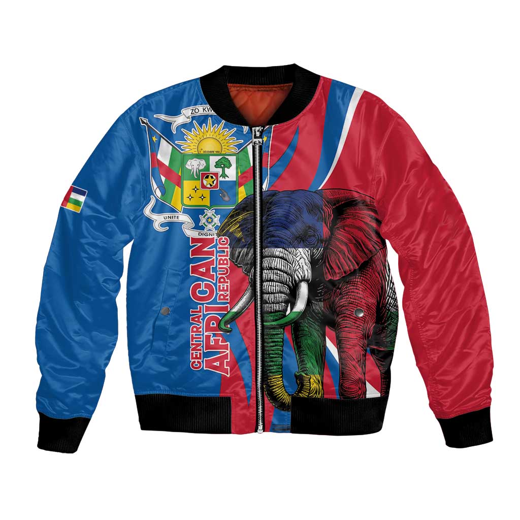 Personalised Central African Republic Bomber Jacket Elephant Coat Of Arms