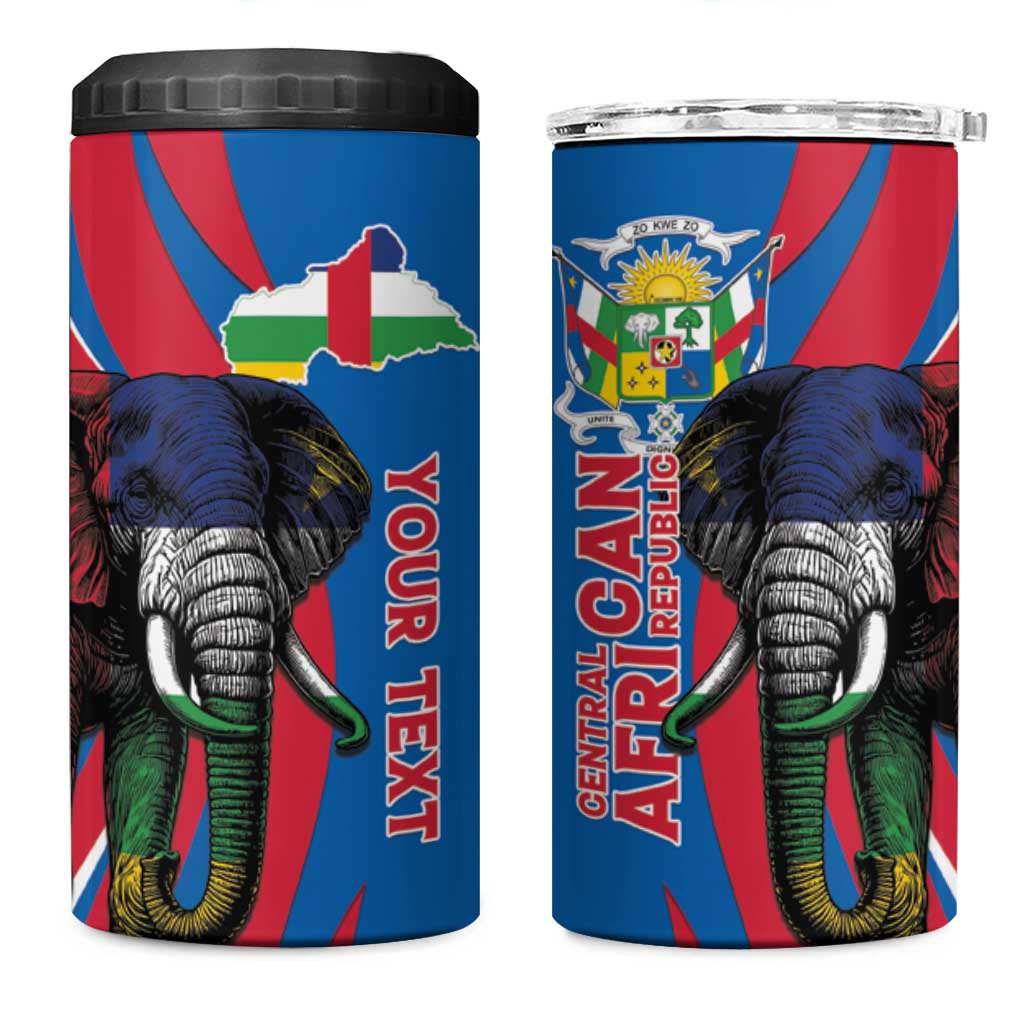 Personalised Central African Republic 4 in 1 Can Cooler Tumbler Elephant Coat Of Arms