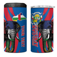 Personalised Central African Republic 4 in 1 Can Cooler Tumbler Elephant Coat Of Arms