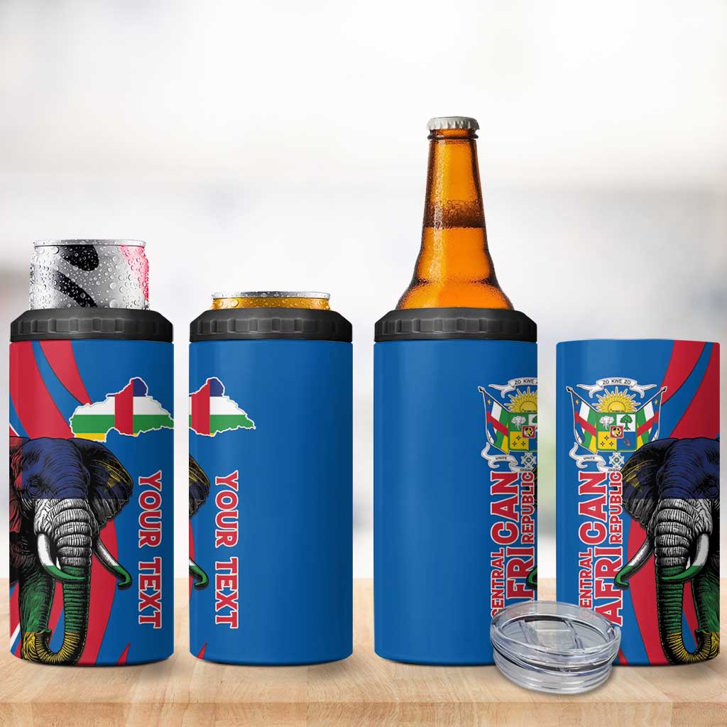 Personalised Central African Republic 4 in 1 Can Cooler Tumbler Elephant Coat Of Arms