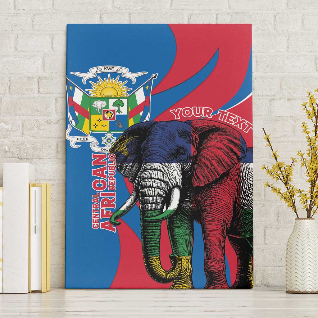 Personalised Central African Republic Canvas Wall Art Elephant Coat Of Arms