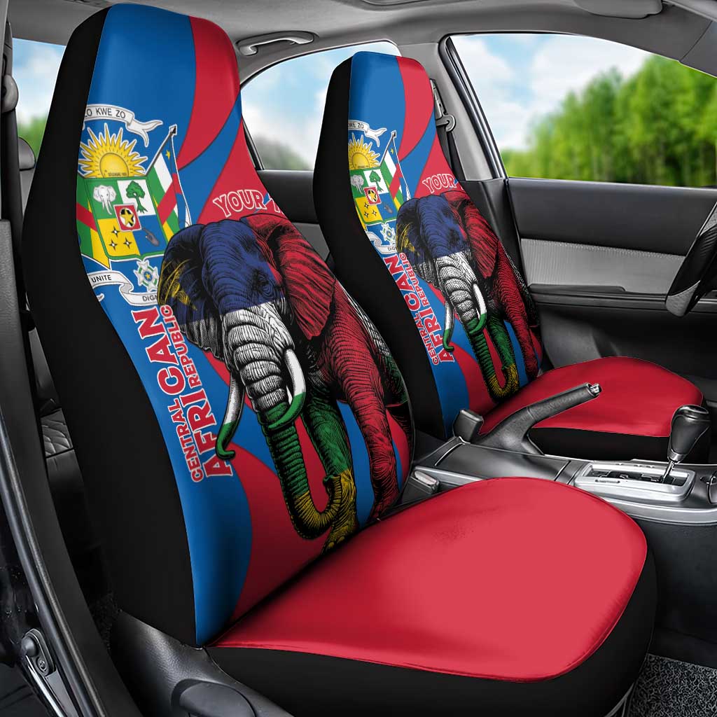 Personalised Central African Republic Car Seat Cover Elephant Coat Of Arms