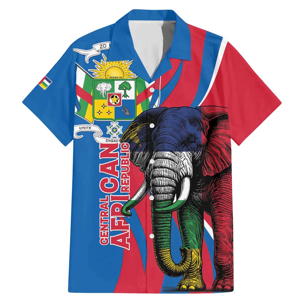 Personalised Central African Republic Family Matching Mermaid Dress and Hawaiian Shirt Elephant Coat Of Arms