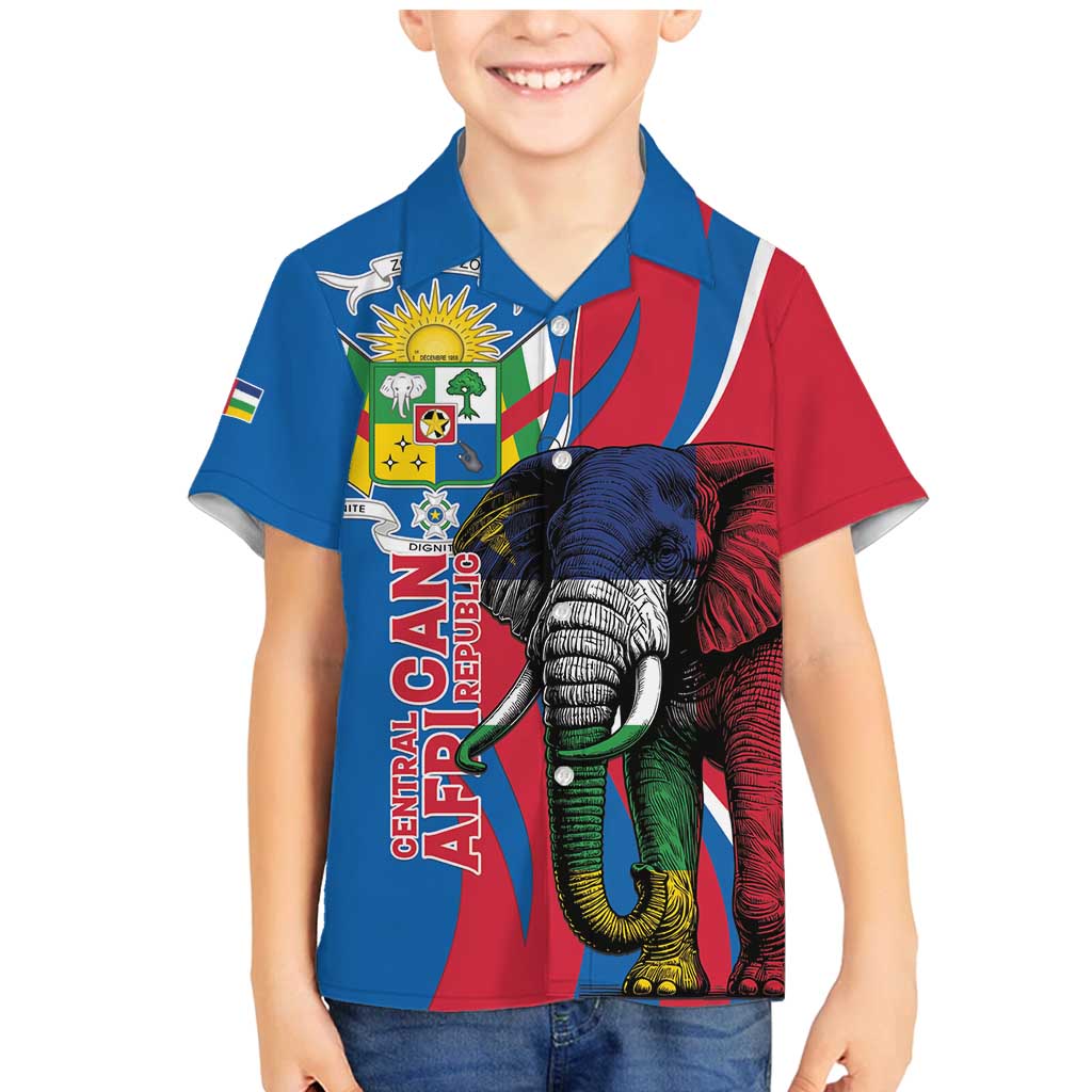 Personalised Central African Republic Family Matching Mermaid Dress and Hawaiian Shirt Elephant Coat Of Arms
