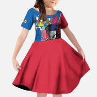 Personalised Central African Republic Family Matching Off The Shoulder Long Sleeve Dress and Hawaiian Shirt Elephant Coat Of Arms
