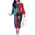 Personalised Central African Republic Family Matching Off The Shoulder Long Sleeve Dress and Hawaiian Shirt Elephant Coat Of Arms