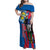 Personalised Central African Republic Family Matching Off Shoulder Maxi Dress and Hawaiian Shirt Elephant Coat Of Arms