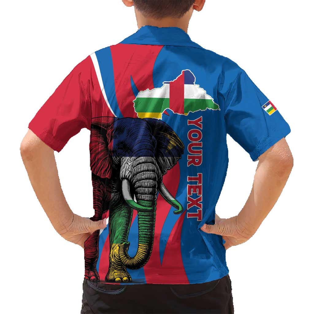 Personalised Central African Republic Family Matching Off Shoulder Short Dress and Hawaiian Shirt Elephant Coat Of Arms