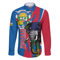 Personalised Central African Republic Family Matching Off Shoulder Short Dress and Hawaiian Shirt Elephant Coat Of Arms