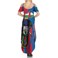 Personalised Central African Republic Family Matching Summer Maxi Dress and Hawaiian Shirt Elephant Coat Of Arms