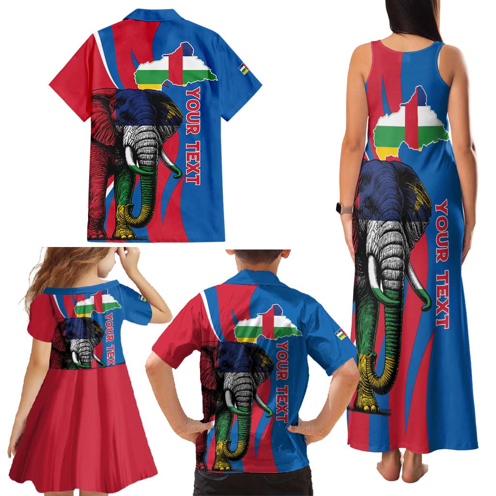Personalised Central African Republic Family Matching Tank Maxi Dress and Hawaiian Shirt Elephant Coat Of Arms