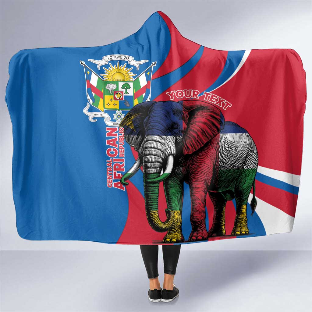 Personalised Central African Republic Hooded Blanket Elephant Coat Of Arms