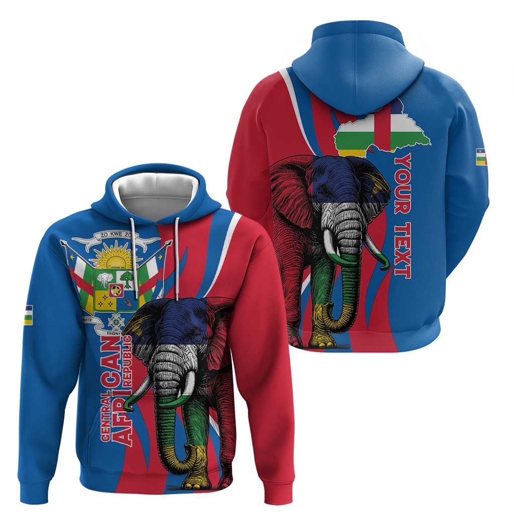 Personalised Central African Republic Hoodie Elephant Coat Of Arms