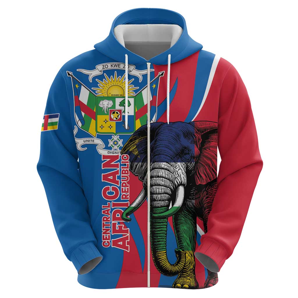 Personalised Central African Republic Hoodie Elephant Coat Of Arms