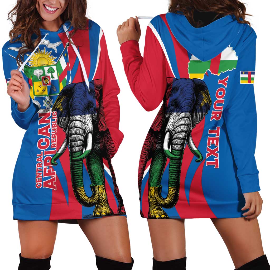 Personalised Central African Republic Hoodie Dress Elephant Coat Of Arms